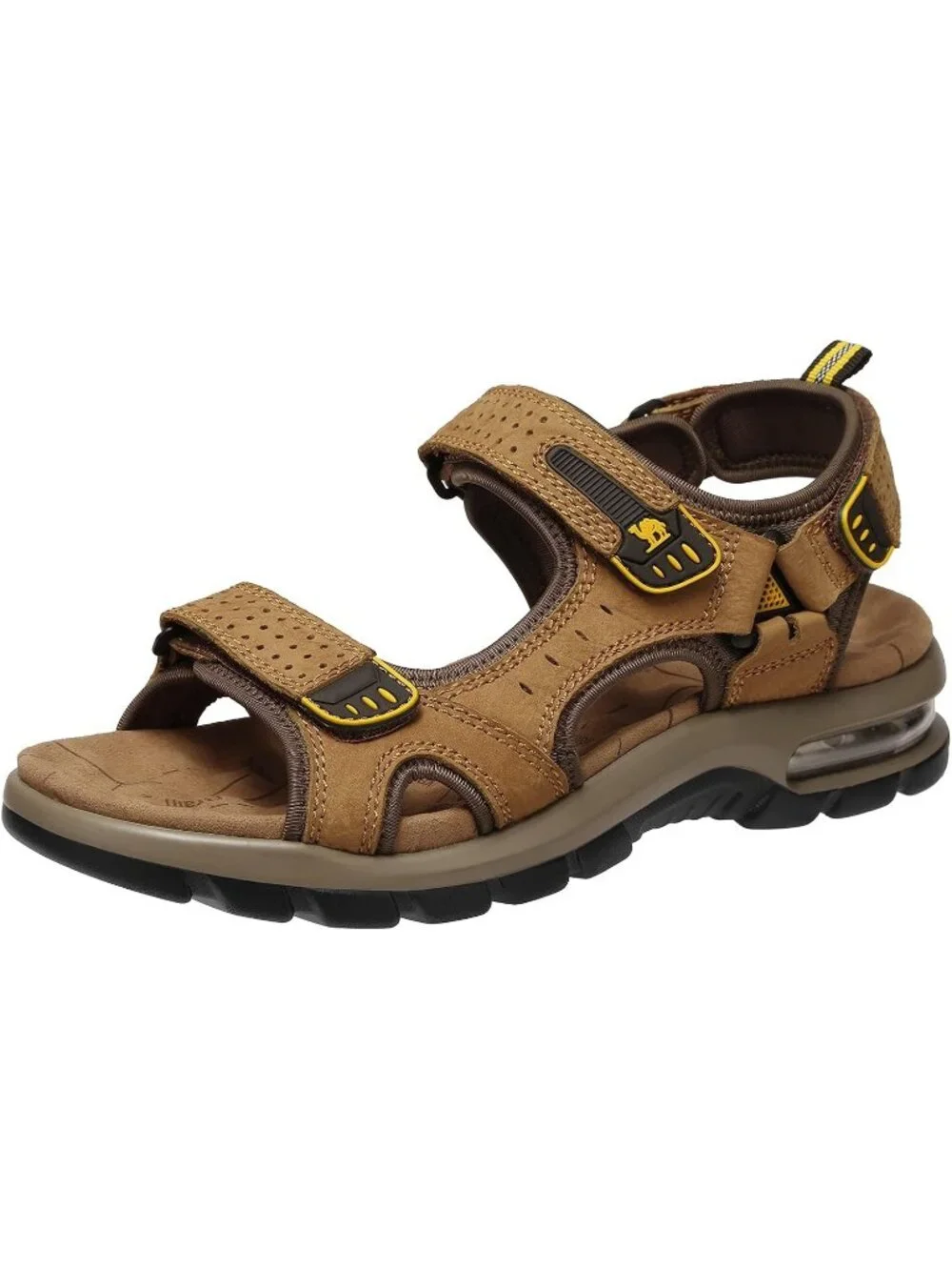 Men's Camel Athletic Outdoor Leather Solid Waterproof Rubber Hiking Sandal Shoes